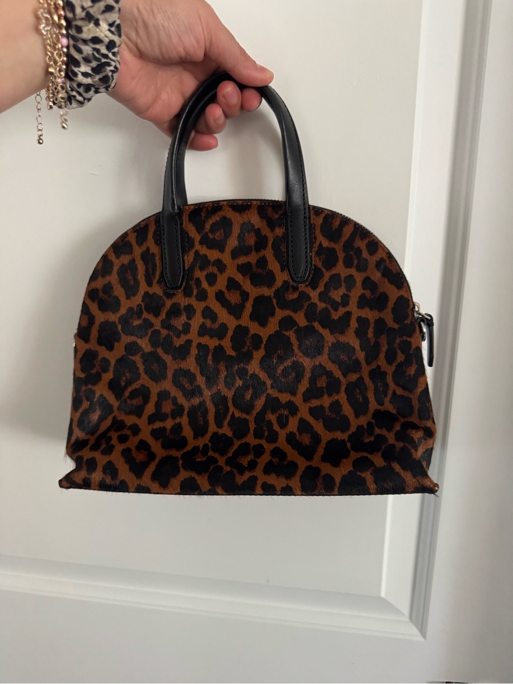 Loeffler Randall leopard calf hair Leather Dome Satchel